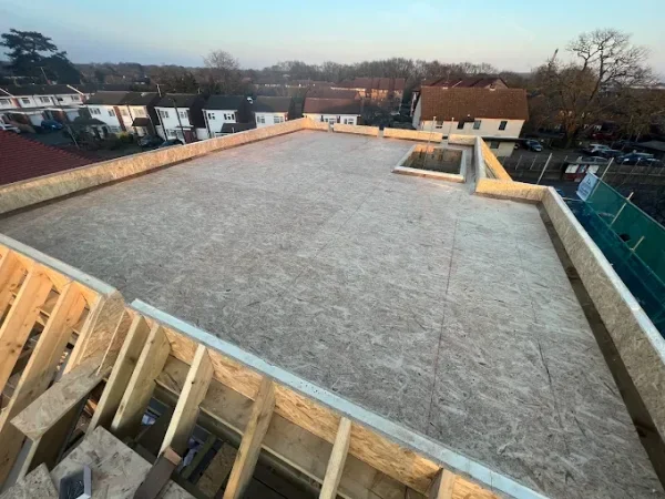 Wide timber roof construction project